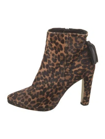 Pre-owned Stuart Weitzman Backflip Ponyhair Boots In Brown