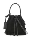 Stuart Weitzman Rae Mini Suede Bucket Bag In Black