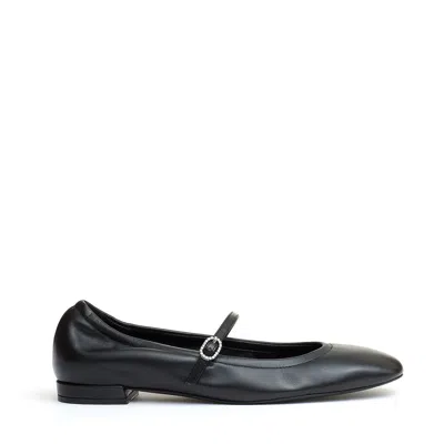 Stuart Weitzman Ballerina With Strap Black Leather