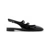 Stuart Weitzman Black Slingback Ballet Shoes With Crystal Embellishment In Patent Leather Woman In Black