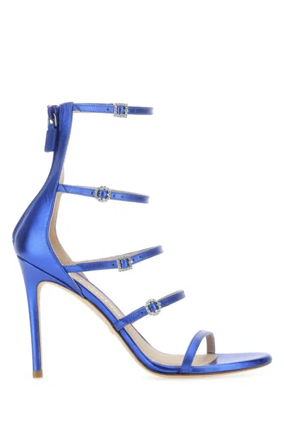 STUART WEITZMAN ELECTRIC BLUE LEATHER DUSK SANDALS