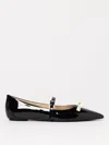 Stuart Weitzman Bow Patent Leather Pointed Toe Ballerinas In Black