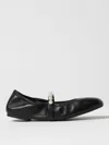 Stuart Weitzman Laced Pearl Round Toe Flat Shoes In Black