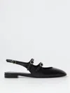 Stuart Weitzman Black Slingback Ballet Shoes With Crystal Embellishment In Patent Leather Woman In Schwarz