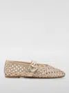 Stuart Weitzman Lace-up Woven Leather Ballerina In Gold