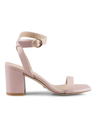 Stuart Weitzman Ballet Pink 75mm Block Heel Ankle Strap Sandals For Women