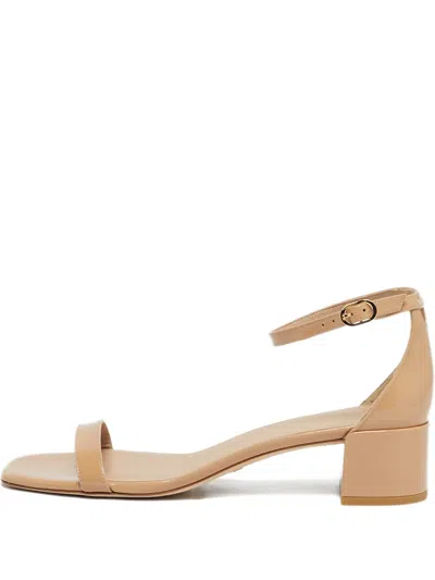 Pre-owned Stuart Weitzman Bambina Block-heel Sandals In Neutral