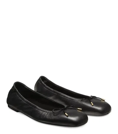 Stuart Weitzman Bardot Ballet Flat Womens Black Leather Bow Detail Zogg1293 In Multi