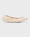 Stuart Weitzman Bardot Lambskin Bow Ballerina Flats In White