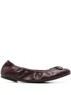 Stuart Weitzman Bardot Leather Ballerina Shoes In Red