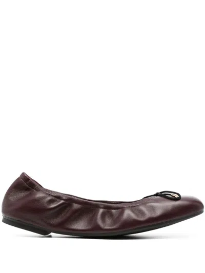 Stuart Weitzman Bardot Leather Ballerina Shoes In Red