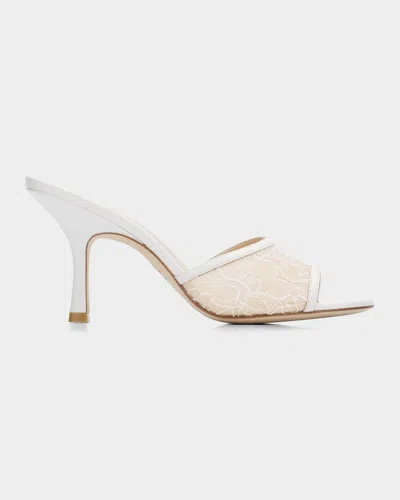 Stuart Weitzman Bareitall 85mm Lace Slide Sandals In Multi