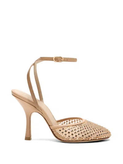 STUART WEITZMAN BAREITALL CRYSTAL-EMBELLISHED ANKLE STRAP PUMPS