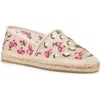 Stuart Weitzman Bareitall Floral Embroidery Espadrille Flat In Pink