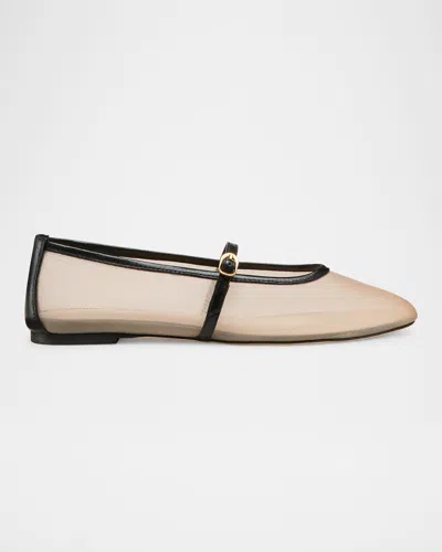 STUART WEITZMAN BAREITALL MESH LEATHER MARY JANE FLATS