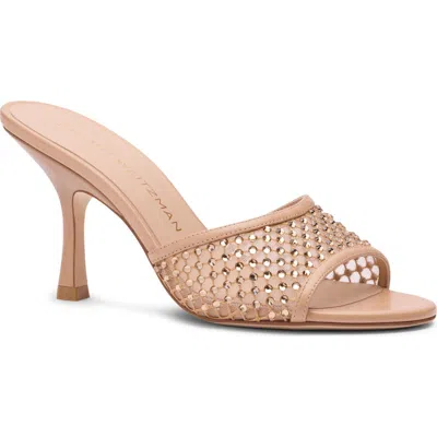 Stuart Weitzman Bareitall Shine Mesh Sandal In Brown