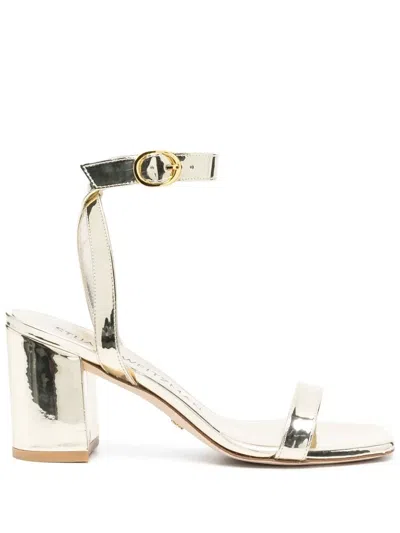 Stuart Weitzman Barelynude Wrap 100mm Sandals In Gold