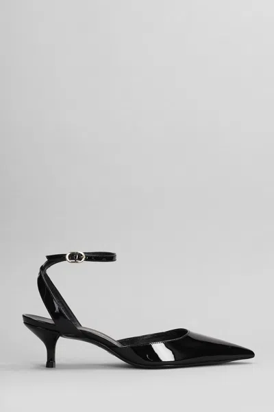 STUART WEITZMAN BARELYTHERE 50 PUMPS IN BLACK PATENT LEATHER