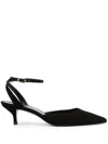 Stuart Weitzman 'barelythere' Black Pumps With Ankle Strap In Patent Leather Woman In Black