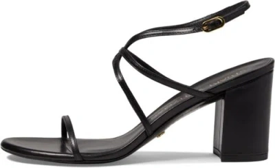 Pre-owned Stuart Weitzman Barelythere 75 Block Sandal In Black