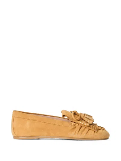 Stuart Weitzman Barry Stud-embellished Kiltie Loafers In Transparent