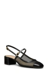 Stuart Weitzman Maeve Mesh Mary Jane Slingback Pumps In Black