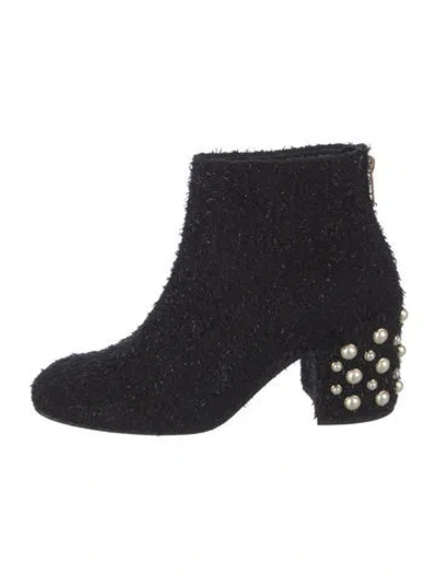 Pre-owned Stuart Weitzman Beaded Accents Boots In Black