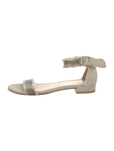 Pre-owned Stuart Weitzman Beaded Accents Sandals In Neutral