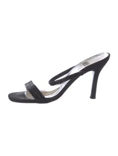 Pre-owned Stuart Weitzman Beaded Accents Slides In Black