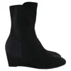 Stuart Weitzman Beatrice Wedge Ankle Boots In Black Suede In Black