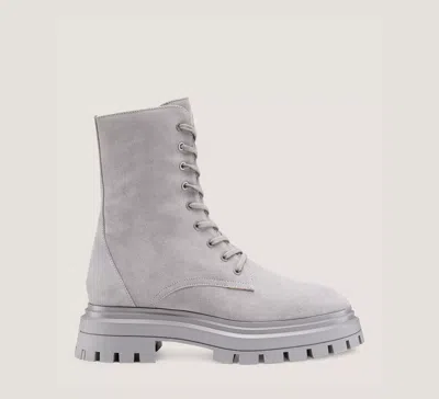 Stuart Weitzman Bedford Sleek Lace-up Bootie In Gray