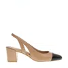 Stuart Weitzman Beige Slingback With Contrasting Toe In Smooth Leather Woman In Brown