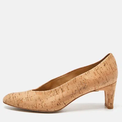Stuart Weitzman Beige Cork Pumps In Multi