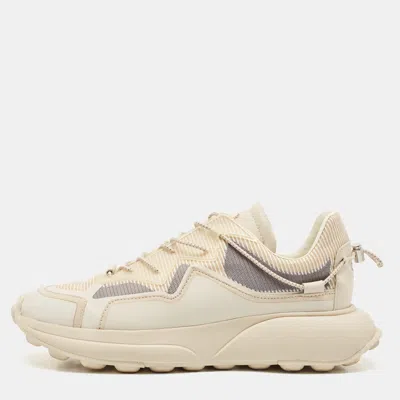 Stuart Weitzman Beige Leather And Knit Fabric Sw 1 Sneakers In Neutral