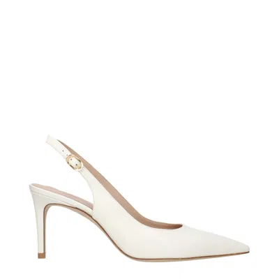 Stuart Weitzman Leather Slingback Pump In White