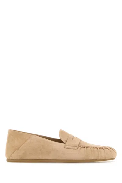 STUART WEITZMAN BEIGE SLIP ON LOAFERS