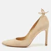 Stuart Weitzman Beige Suede Pointed Toe Pumps In Neutral