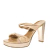 Stuart Weitzman Beige Twist Leather And Silver Glitter Platform Slide Sandals In Nude