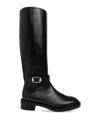 Stuart Weitzman Bella Buckled Leather Knee Boots In Black