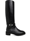 Stuart Weitzman Bella Buckled Leather Knee Boots In Blk Black