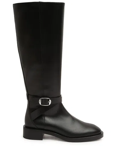 Stuart Weitzman Belted Leather Boot For Women In Black