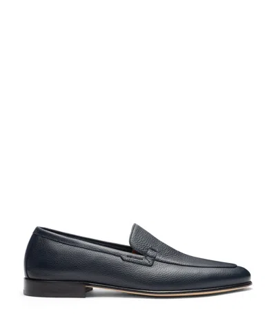 Stuart Weitzman , Benedict, Loafers, Navy Blue, Tumbled Calf In Navyblau