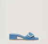 Stuart Weitzman Benni 35 Slide In Washed Blue Denim