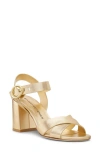 Stuart Weitzman Benni Metallic Block-heel Sandals In Golden