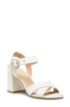 Stuart Weitzman Benni Leather Crisscross Ankle-strap Sandals In White.