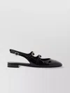 Stuart Weitzman Black Slingback Ballet Shoes With Crystal Embellishment In Patent Leather Woman In Black
