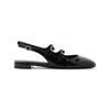 STUART WEITZMAN BENNI BLACK PATENT LEATHER BALLERINAS