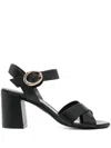 Stuart Weitzman Benni Leather Crisscross Ankle-strap Sandals In Black