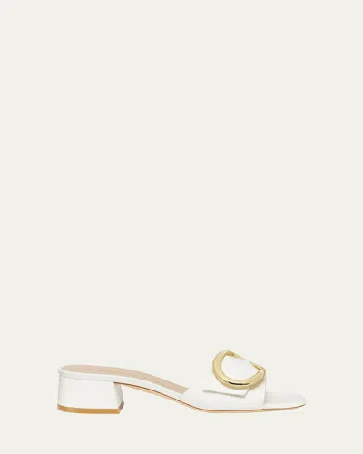Stuart Weitzman 35mm Benni Mules In White