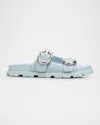 Stuart Weitzman Benni Denim Sport Slides In Light Blue